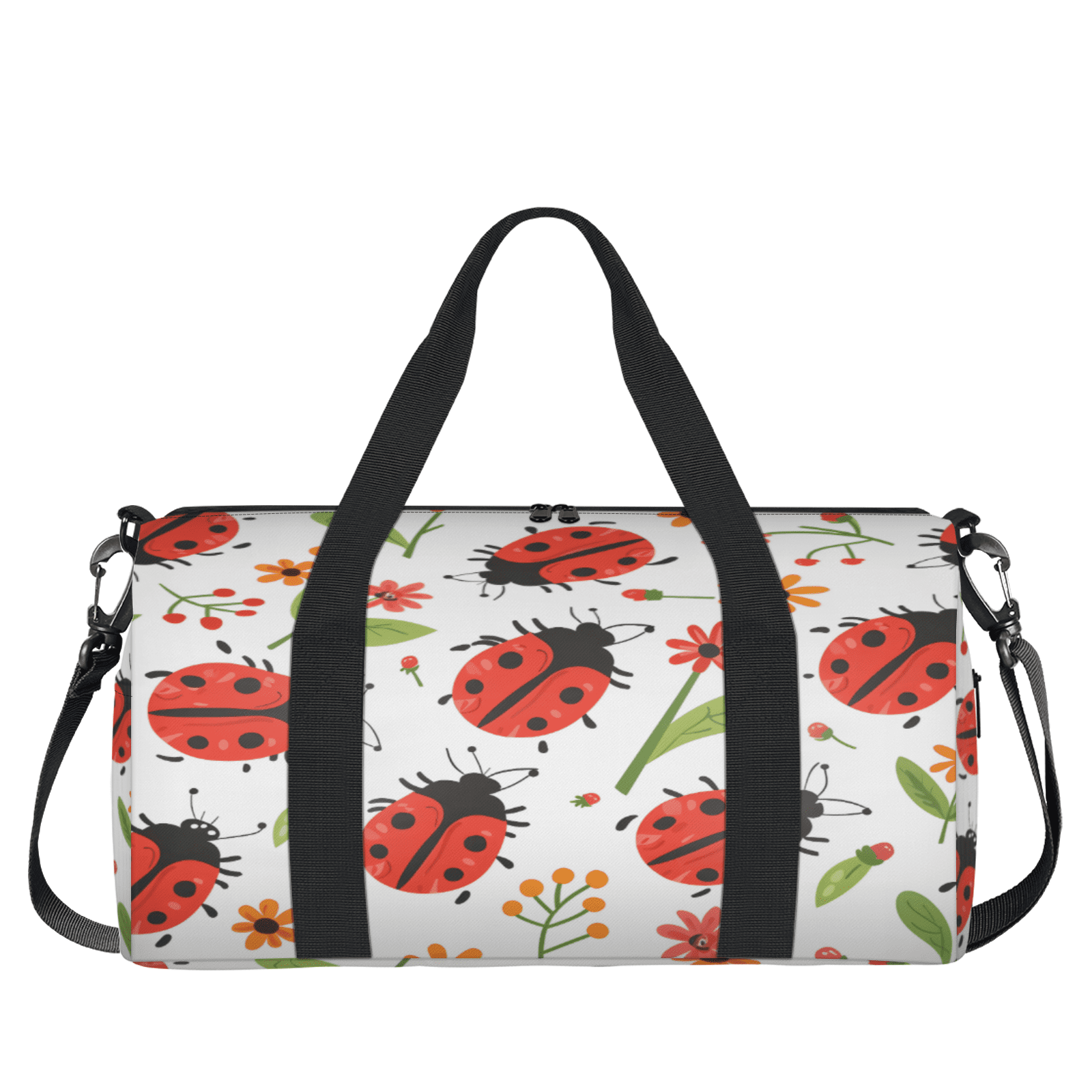 Herdesigns Ladybugs Travel Duffle Bag Sports Yoga Weekender Overnight Carry on Workout Bags Lightweight Waterproof Gym Tote Bag for Women
