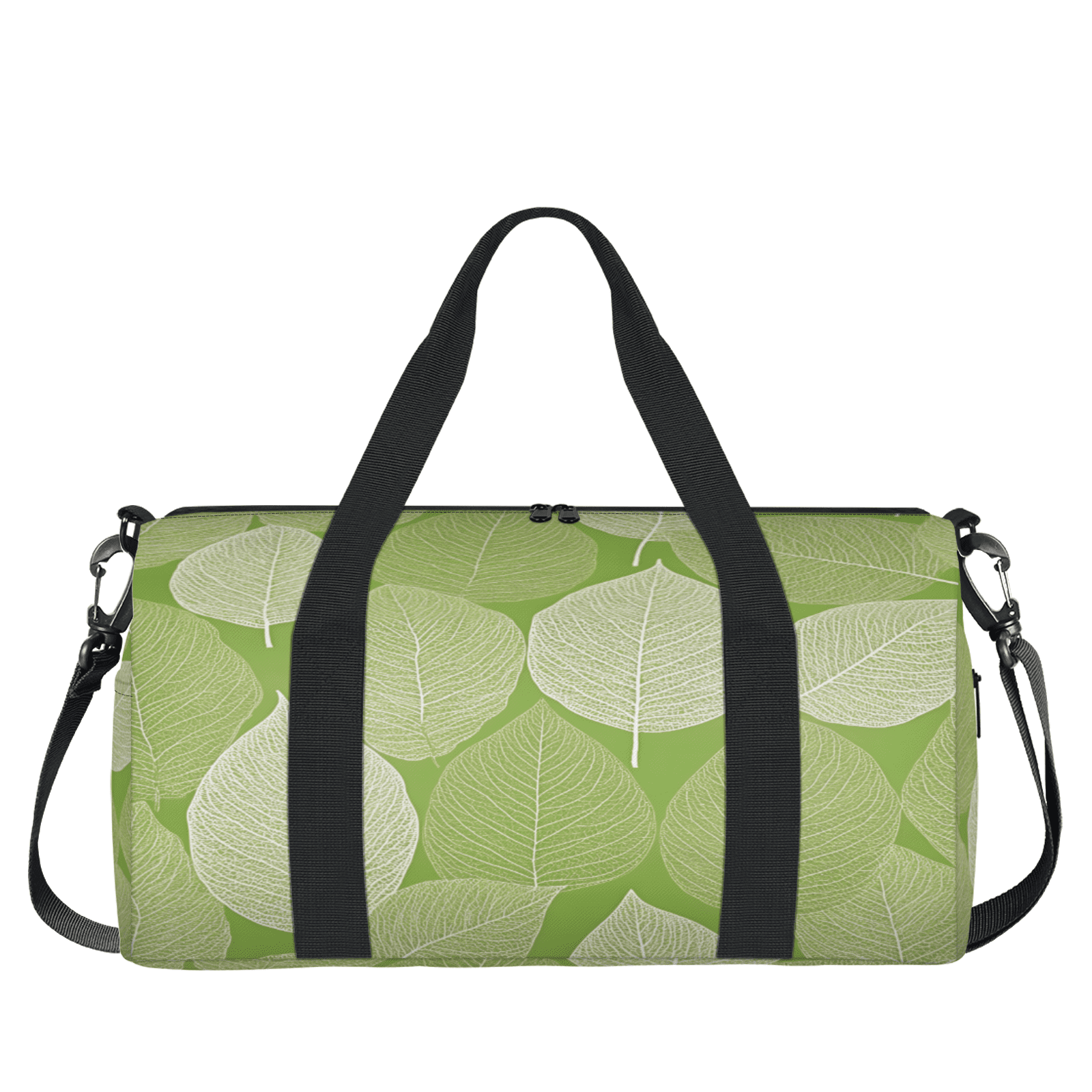 Herdesigns Leaf Travel Duffle Bag Sports Yoga Weekender Overnight Carry on Workout Bags Lightweight Waterproof Gym Tote Bag for Women Green Leaves