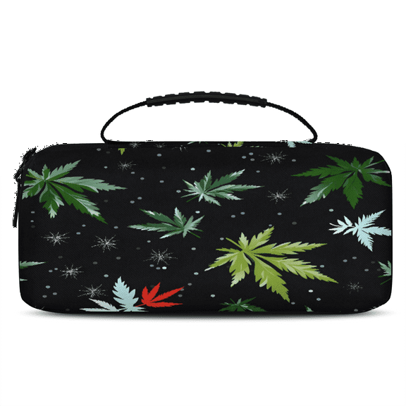 Herdesigns Leaves Carry Case Compatible with Nintendo Switch 2017 & Oled 2021, with 20 Game Card Slots, Green Leaf Portable Travel Carrying Case Pouch for Accessories & Games