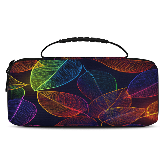 Herdesigns Leaves Carry Case Compatible with Nintendo Switch OLED Model 2021/Switch 2017, Colorful Leaf Protective Travel Switch Carrying Case with 20 Game Card Slots for Switch Console & Accessories