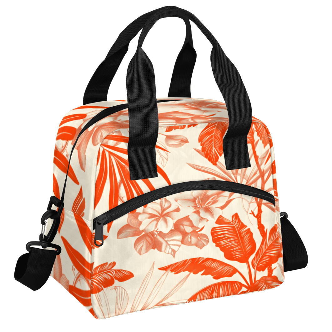 Herdesigns Leaves Leaf Insulated Lunch Bag for Women Men Adults Large Reusable Lunch Box Orange Leakproof Cooler Tote Bags with Adjustable Shoulder Strap