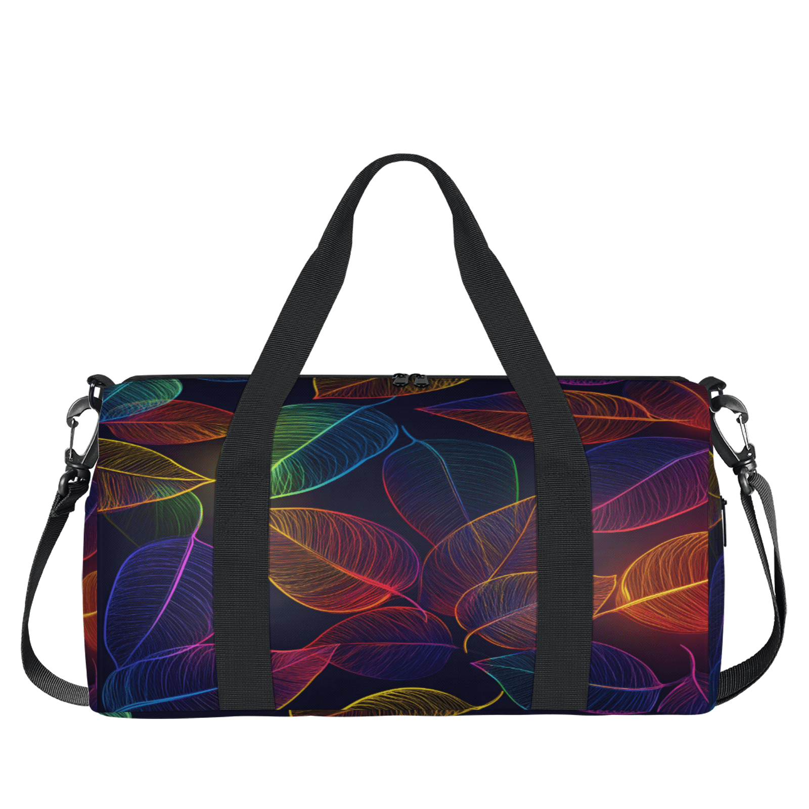 Herdesigns Leaves Travel Duffle Bag Sports Yoga Weekender Overnight Carry on Workout Bags Lightweight Waterproof Gym Tote Bag for Women Colorful Leaf