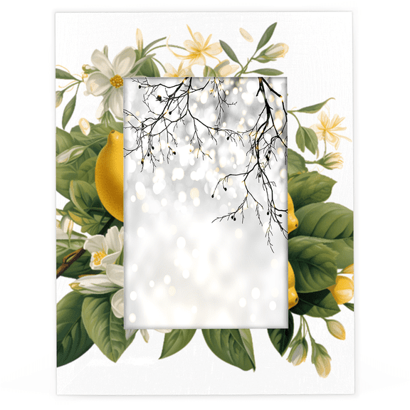 Herdesigns Lemon Flower 4x6 Picture Frame Wood Photo Frame Table Display or Wall Hanging Decoration for Vertical or Horizontal Display