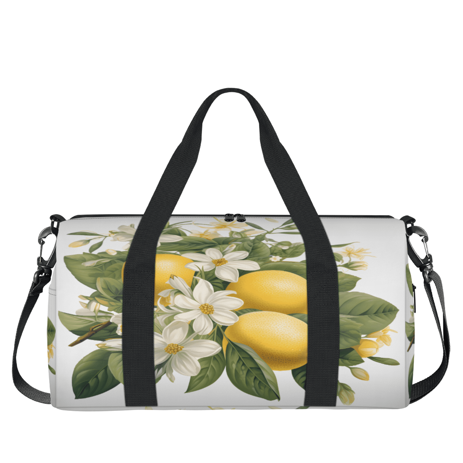 Herdesigns Lemon Flower Gym Bag for Women, Duffle Bag for Travel Sport, Lightweight Waterproof Carry on Weekender Overnight Dance Yoga Workout Bags