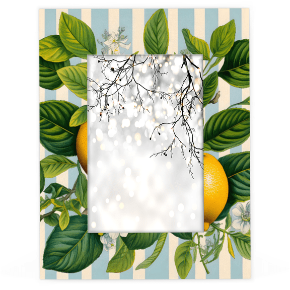 Herdesigns Lemon Fruit Flowers 5x7 Picture Frame, Wood Photo Frame for Living Room Bedroom, Vertical & Horizontal Display