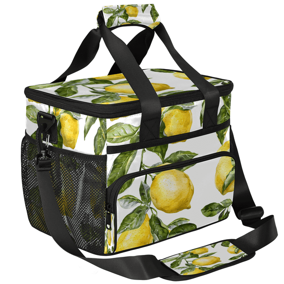 Herdesigns Lemon Fruit Large Lunch Box for Adults Women Men with Adjustable Shoulder Strap, Insulated Reusable Lunch Bag Leakproof Cooler Tote Bag