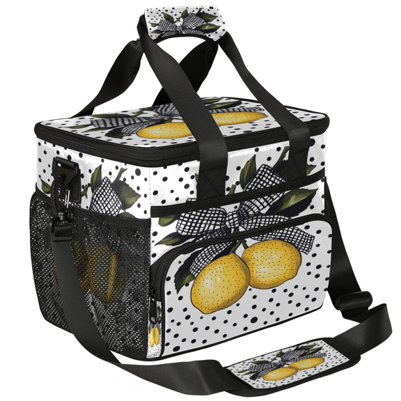 Herdesigns Lemon Large Insulated Lunch Box for Adults Women Men with Adjustable Shoulder Strap, Cute Fruit Reusable Cooler Lunch Bag for Offices Picnic Hiking Beach