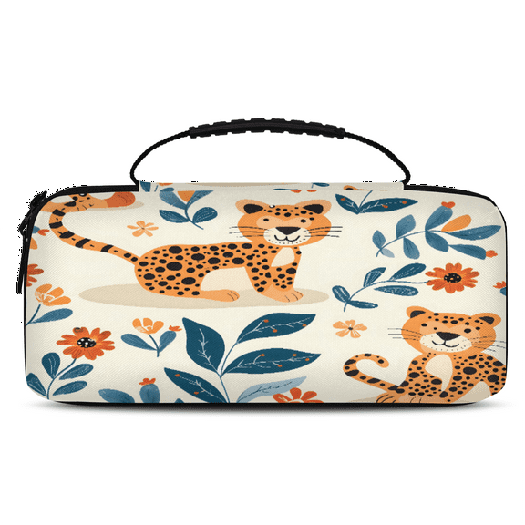 Herdesigns Leopard Animal Carrying Case for Nintendo Switch OLED Model 2021 & Switch 2017 with 20 Game Card Slots, Portable Travel Carry Case for Accessories and Console