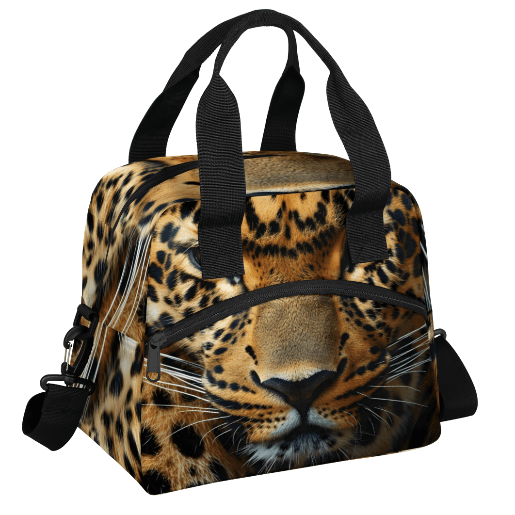 Herdesigns Leopard Insulated Lunch Bag for Women Men Adults Large Reusable Lunch Box Animal Print Leakproof Cooler Tote Bags with Adjustable Shoulder Strap