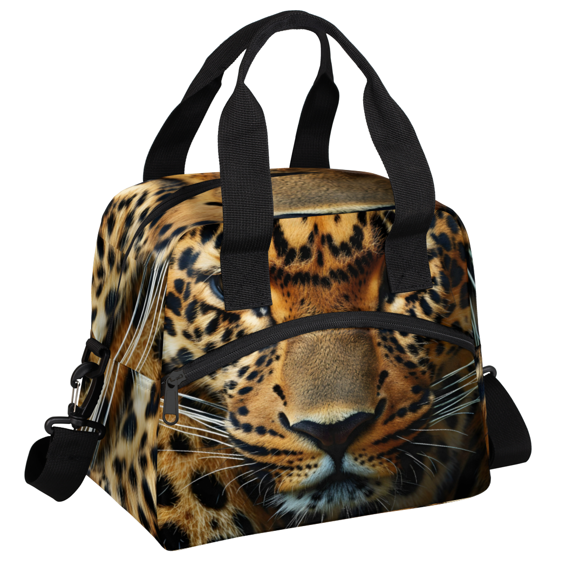 Herdesigns Leopard Insulated Lunch Bag for Women Men Adults Large Reusable Lunch Box Animal Print Leakproof Cooler Tote Bags with Adjustable Shoulder Strap