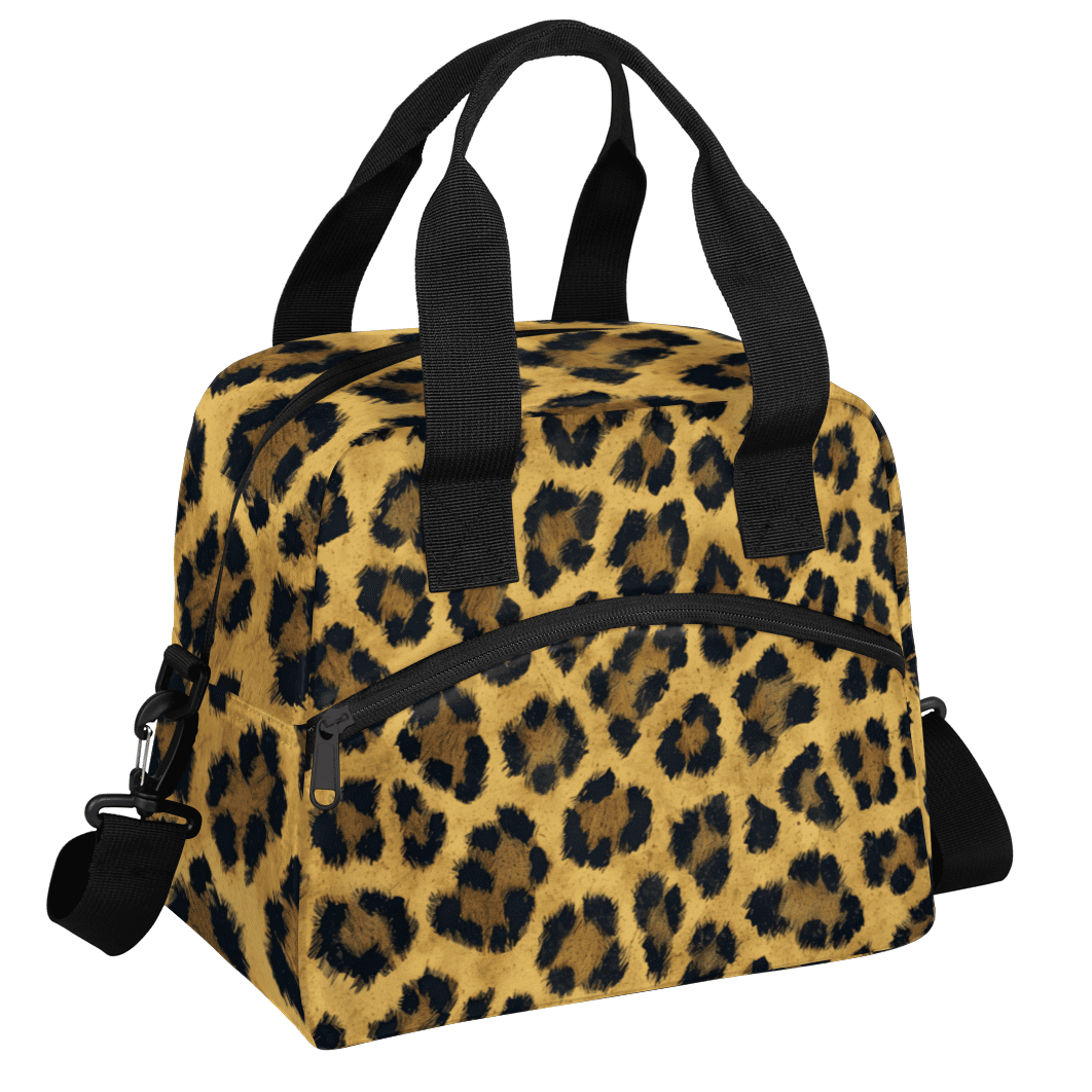 Herdesigns Leopard Insulated Lunch Bag for Women Men Adults Large Reusable Lunch Box Cheetah Print Leakproof Cooler Tote Bags with Adjustable Shoulder Strap
