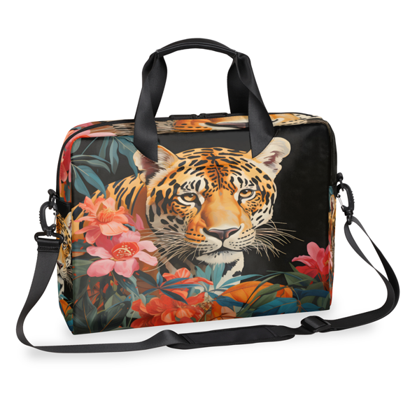 Herdesigns Leopard Laptop Bag for Women Men, Computer Case Briefcase Messenger Bags, 15-15.6 inch Laptop Sleeve Shoulder Bag