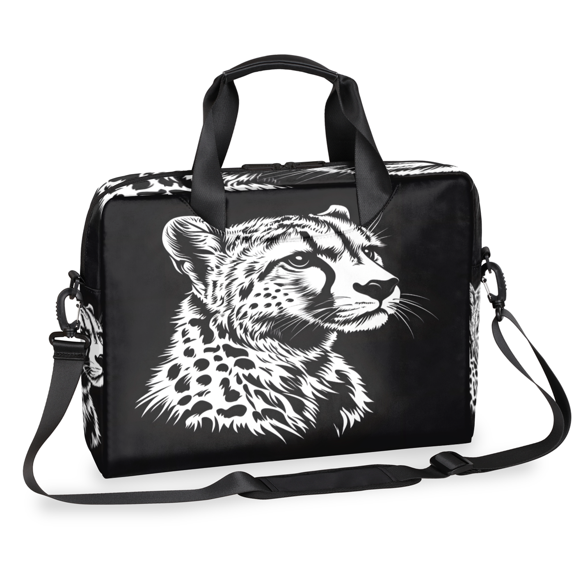 Herdesigns Leopard Laptop Bag for Women Men, Computer Case Briefcase Messenger Bags, 15-15.6 inch Laptop Sleeve Shoulder Bag