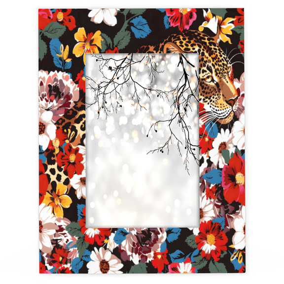 Herdesigns Leopard Print Flower Cheetah 4x6 Picture Frame Wood Photo Frame Table Display or Wall Hanging Decoration for Vertical or Horizontal Display