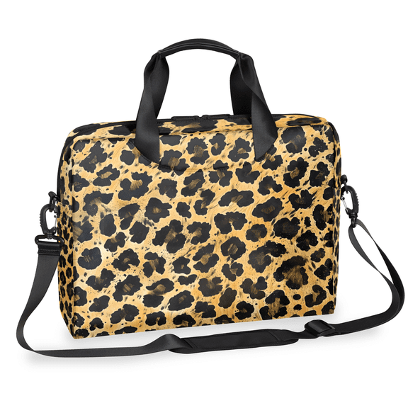 Herdesigns Leopard Print Laptop Bag for Women Men, Computer Case Briefcase Messenger Bags, 15-15.6 inch Laptop Sleeve Shoulder Bag