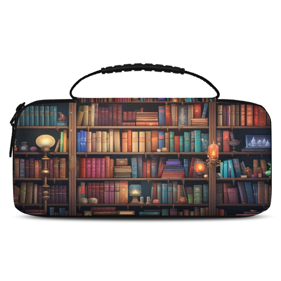 Herdesigns Library Carry Case Compatible with Nintendo Switch 2017 & Oled 2021, with 20 Game Card Slots, Library Bookshelf Portable Travel Carrying Case Pouch for Accessories & Games