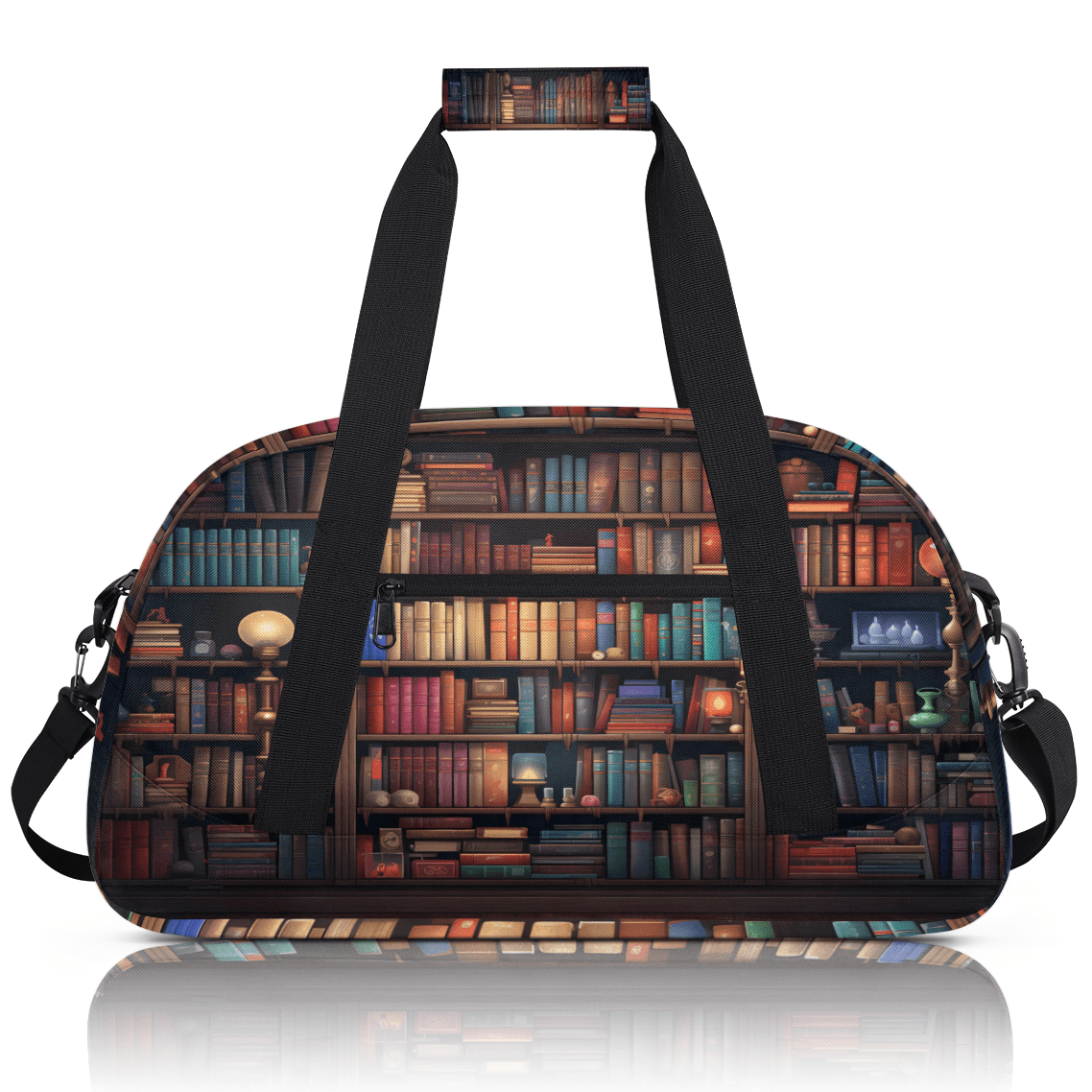 Herdesigns Library Sports Duffle Bag for Women & Men, Library Bookshelf Gym Bag Dance Bag Overnight Bag Carry On Weekender Travel Bag