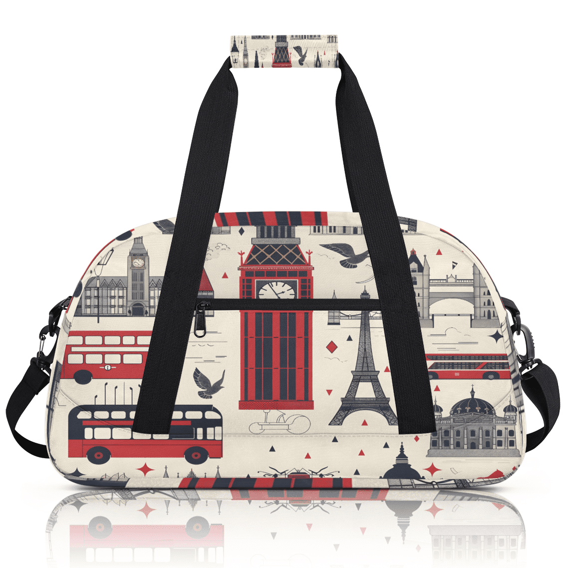 Herdesigns London Sports Duffle Bag for Women & Men, Big Ben England Gym Bag Dance Bag Overnight Bag Carry On Weekender Travel Bag