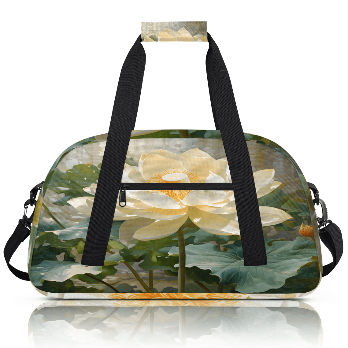 Herdesigns Lotus Sports Duffle Bag for Women & Men, Water Lotus Flowers Gym Bag Dance Bag Overnight Bag Carry On Weekender Travel Bag