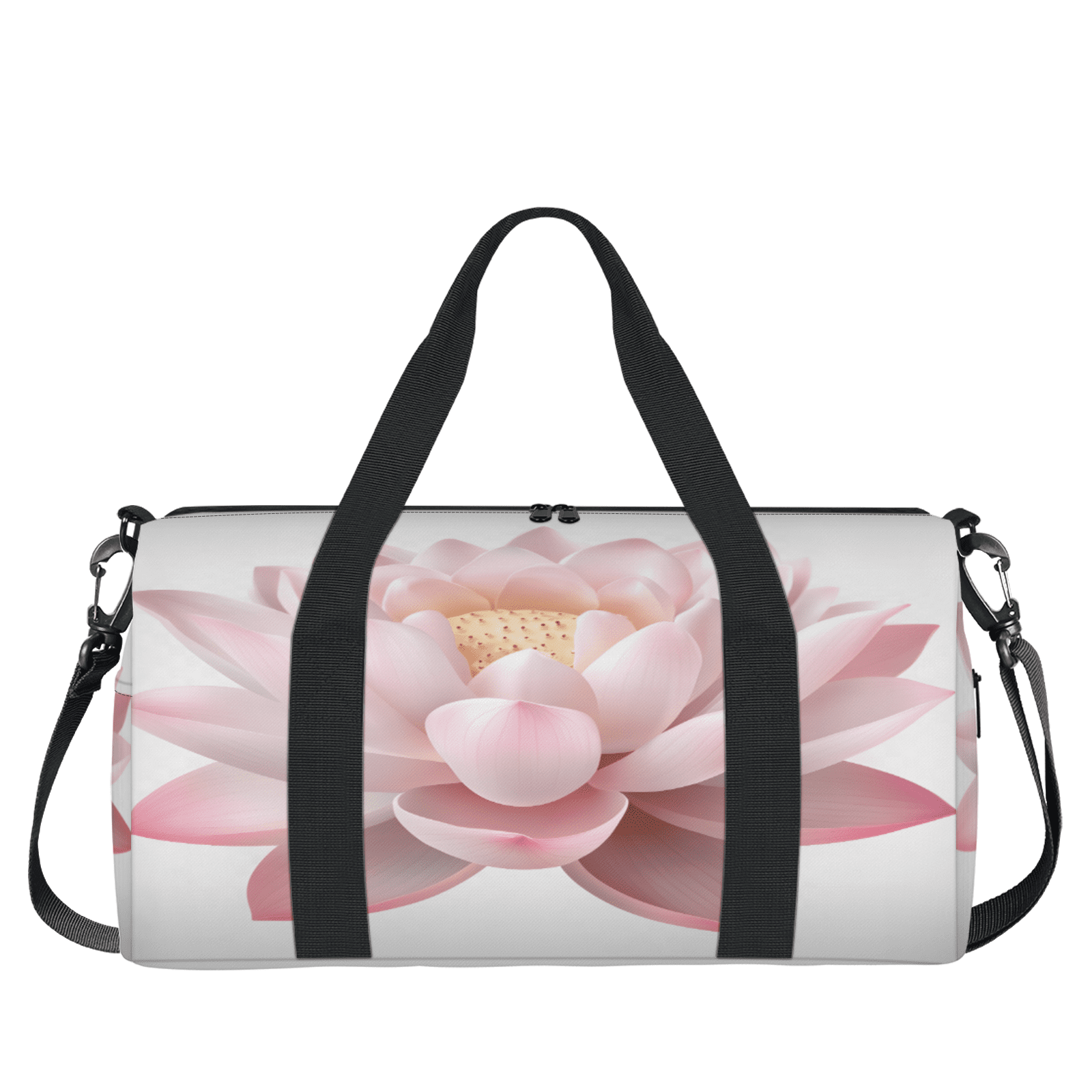 Herdesigns Lotus Travel Duffle Bag Sports Yoga Weekender Overnight Carry on Workout Bags Lightweight Waterproof Gym Tote Bag for Women Pink Floral
