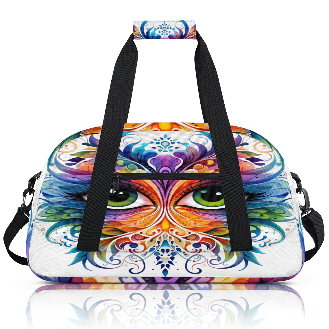 Herdesigns Mardi Gras Sports Duffle Bag for Women & Men, Festival Masquerade Party Gym Bag Dance Bag Overnight Bag Carry On Weekender Travel Bag