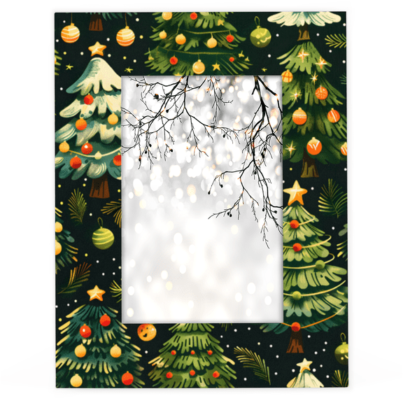 Herdesigns Merry Christmas 5x7 Picture Frame, Christmas Tree Wood Photo Frame for Living Room Bedroom, Vertical & Horizontal Display
