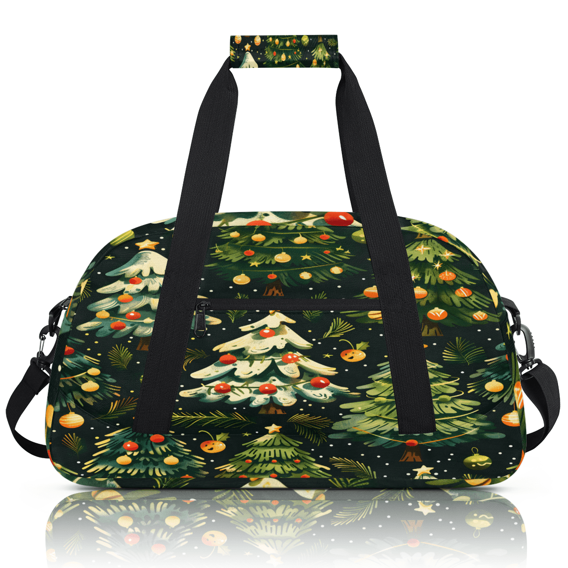 Herdesigns Merry Christmas Sports Duffle Bag for Women & Men, Christmas Tree Gym Bag Dance Bag Overnight Bag Carry On Weekender Travel Bag