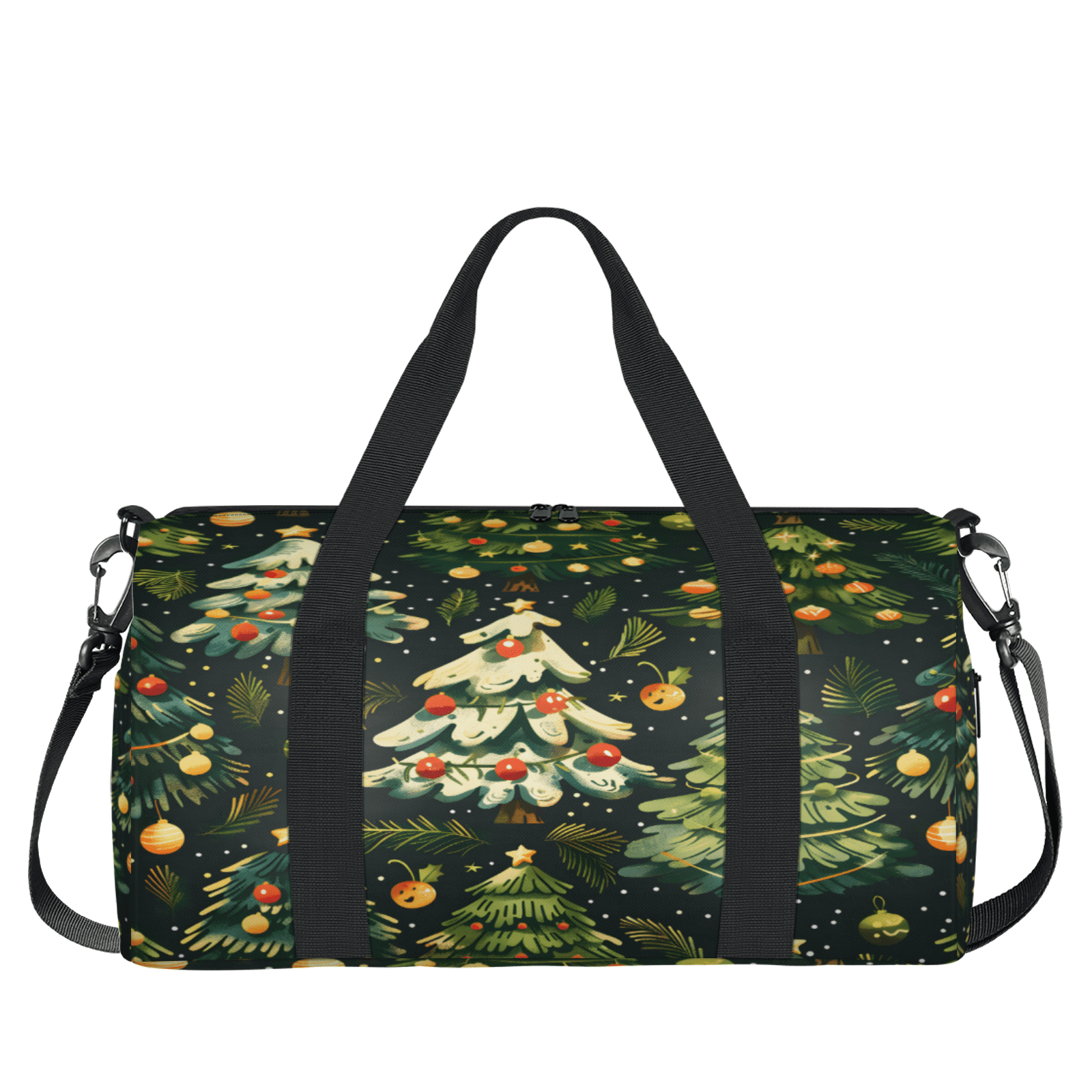 Herdesigns Merry Christmas Travel Duffle Bag Sports Yoga Weekender Overnight Carry on Workout Bags Lightweight Waterproof Gym Tote Bag for Women Christmas Tree