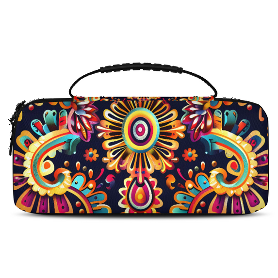 Herdesigns Mexica Flower Floral Carrying Case for Nintendo Switch 2 with 20 Game Card Slots, Portable Travel Carry Case for Accessories and Console
