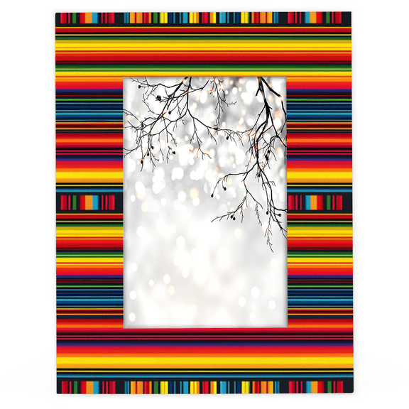 Herdesigns Mexican Stripes 4x6 Picture Frame Ethnic Serape Wood Photo Frame Table Display or Wall Hanging Decoration for Vertical or Horizontal Display