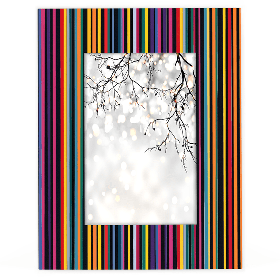 Herdesigns Mexican Stripes Colorful 5x7 Picture Frame, Wood Photo Frame for Living Room Bedroom, Vertical & Horizontal Display