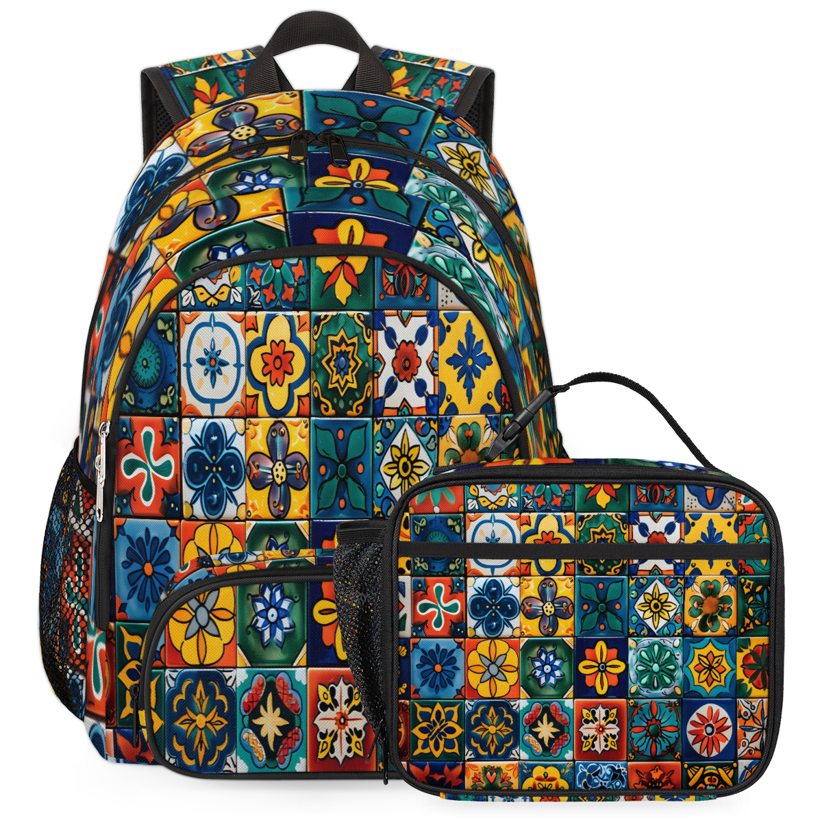 Herdesigns Mexican Talavera Ceramic Tile Large Backpack Set with Lunch ...