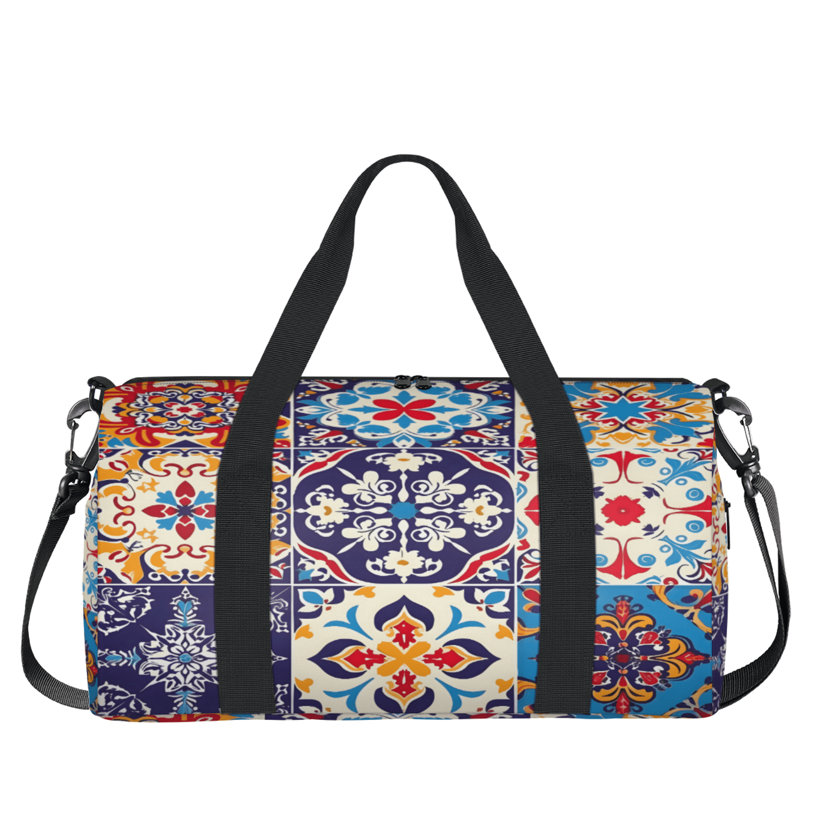 Herdesigns Mexican Talavera Tile Gym Bag for Women, Duffle Bag for Travel Sport, Lightweight Waterproof Carry on Weekender Overnight Dance Yoga Workout Bags