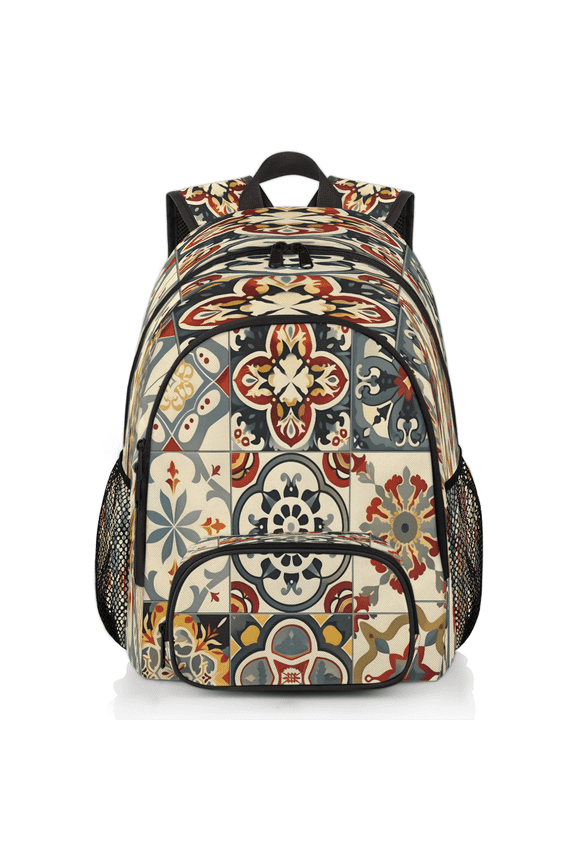 Mexican Tile Boho Mexico Laptop Backpack for Women Men, 18.3 Inch Large Computer Backpacks Fashion Teacher Nurse Bag Casual Daypack for Work Travel