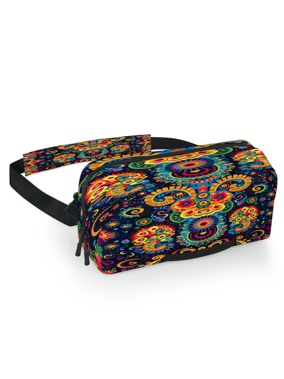 Mexico Colorful Floral Carrying Case Bag for Gaming Console, Waterproof Travel Crossbody Sling Bag Compatible with Nintendo Switch 2, Adjustable Shoulder Strap Chest Bag,