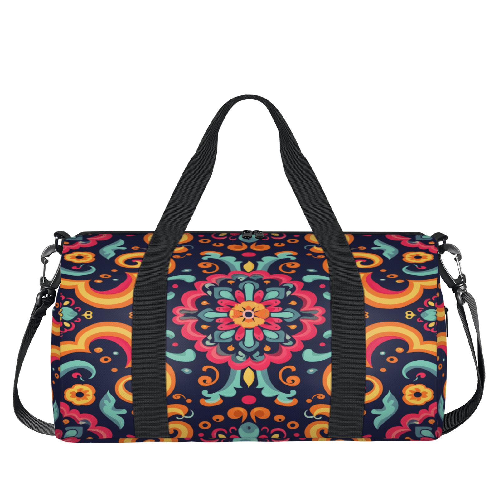 Herdesigns Mexico Floral Gym Bag for Women, Duffle Bag for Travel Sport, Colorful Flower Lightweight Waterproof Carry on Weekender Dance Yoga Workout Bags