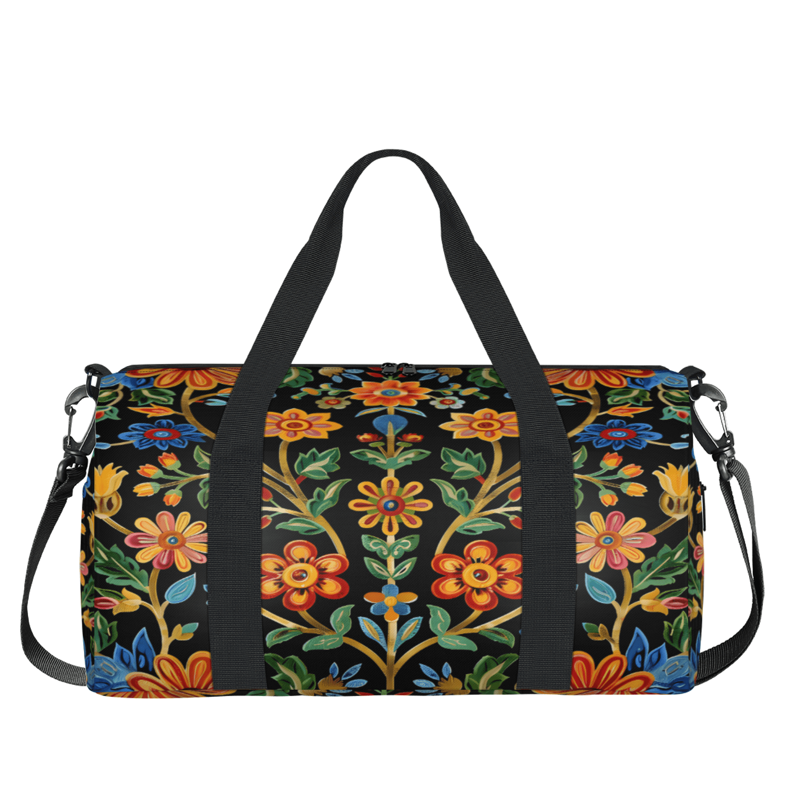 Herdesigns Mexico Floral Gym Bag for Women, Duffle Bag for Travel Sport, Lightweight Waterproof Carry on Weekender Overnight Dance Yoga Workout Bags