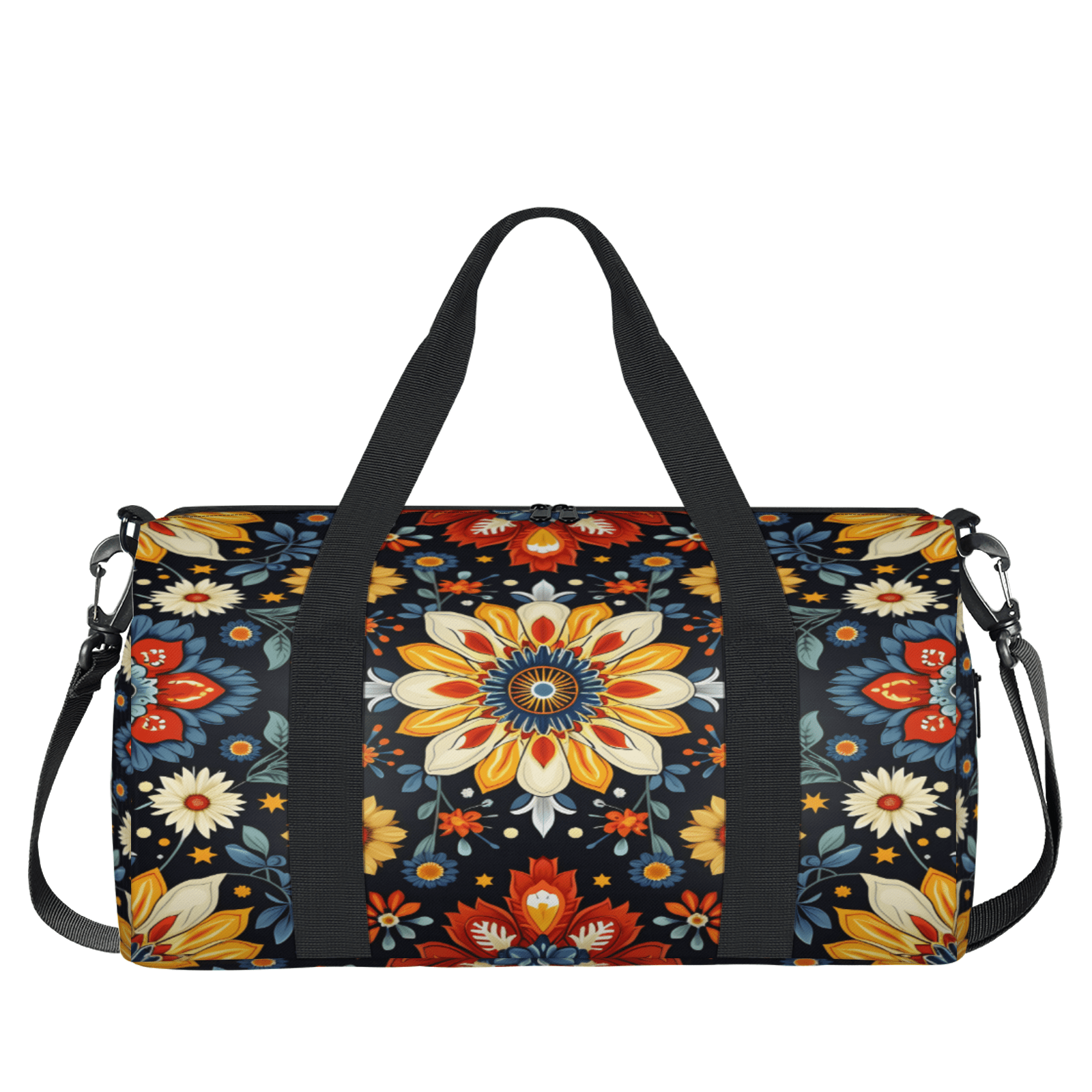 Herdesigns Mexico Flower Gym Bag for Women, Duffle Bag for Travel Sport, Sunflower Lightweight Waterproof Carry on Weekender Dance Yoga Workout Bags