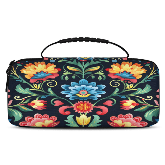 Herdesigns Mexico Otomi Style Floral Carrying Case for Nintendo Switch OLED Model 2021 & Switch 2017 with 20 Game Card Slots, Portable Travel Carry Case for Accessories and Console