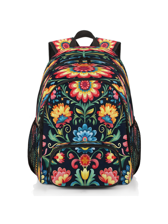 Mexico Otomi Style Floral Laptop Backpack for Women Men, 18.3 Inch Large Computer Backpacks Fashion Teacher Nurse Bag Casual Daypack for Work Travel