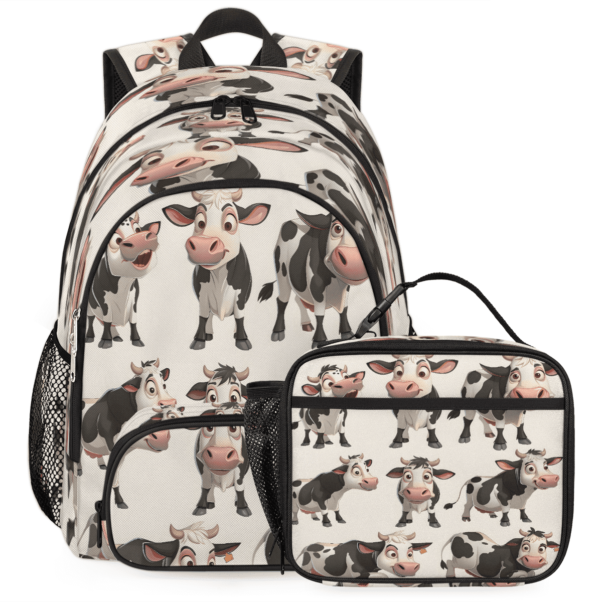 Herdesigns Milk Cow Large Backpack Set with Lunch Box Lightweight Water ...