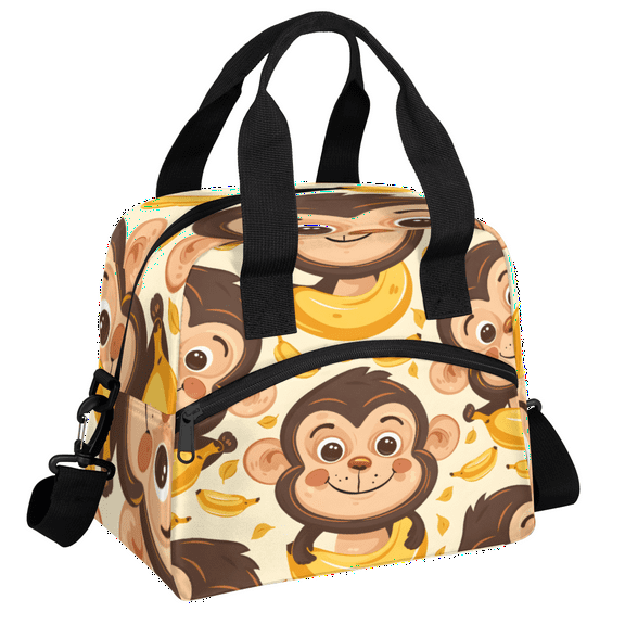 Herdesigns Monkey Insulated Lunch Bag for Women Men Adults Large Reusable Lunch Box Funny Cartoon Leakproof Cooler Tote Bags with Adjustable Shoulder Strap