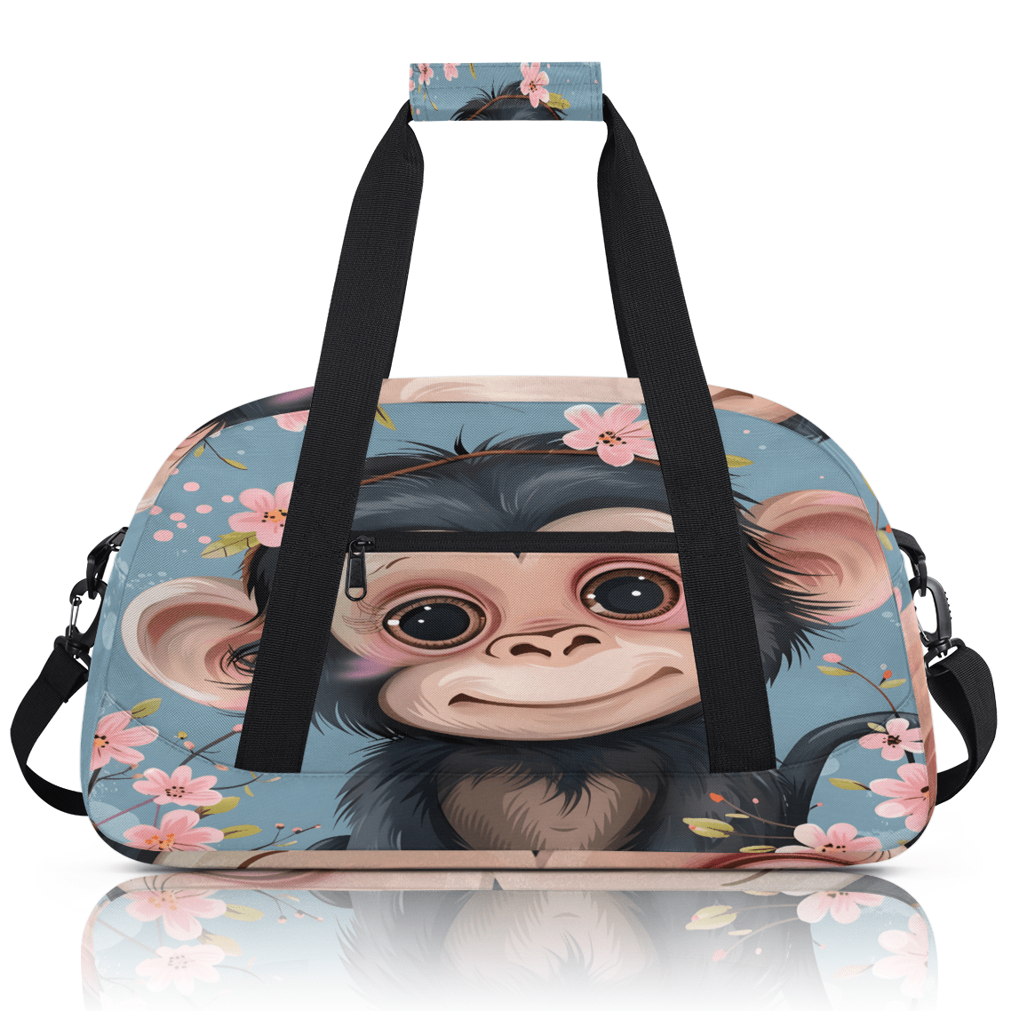 Herdesigns Monkey Sports Duffle Bag for Women & Men, Animals Gym Bag Dance Bag Overnight Bag Carry On Weekender Travel Bag