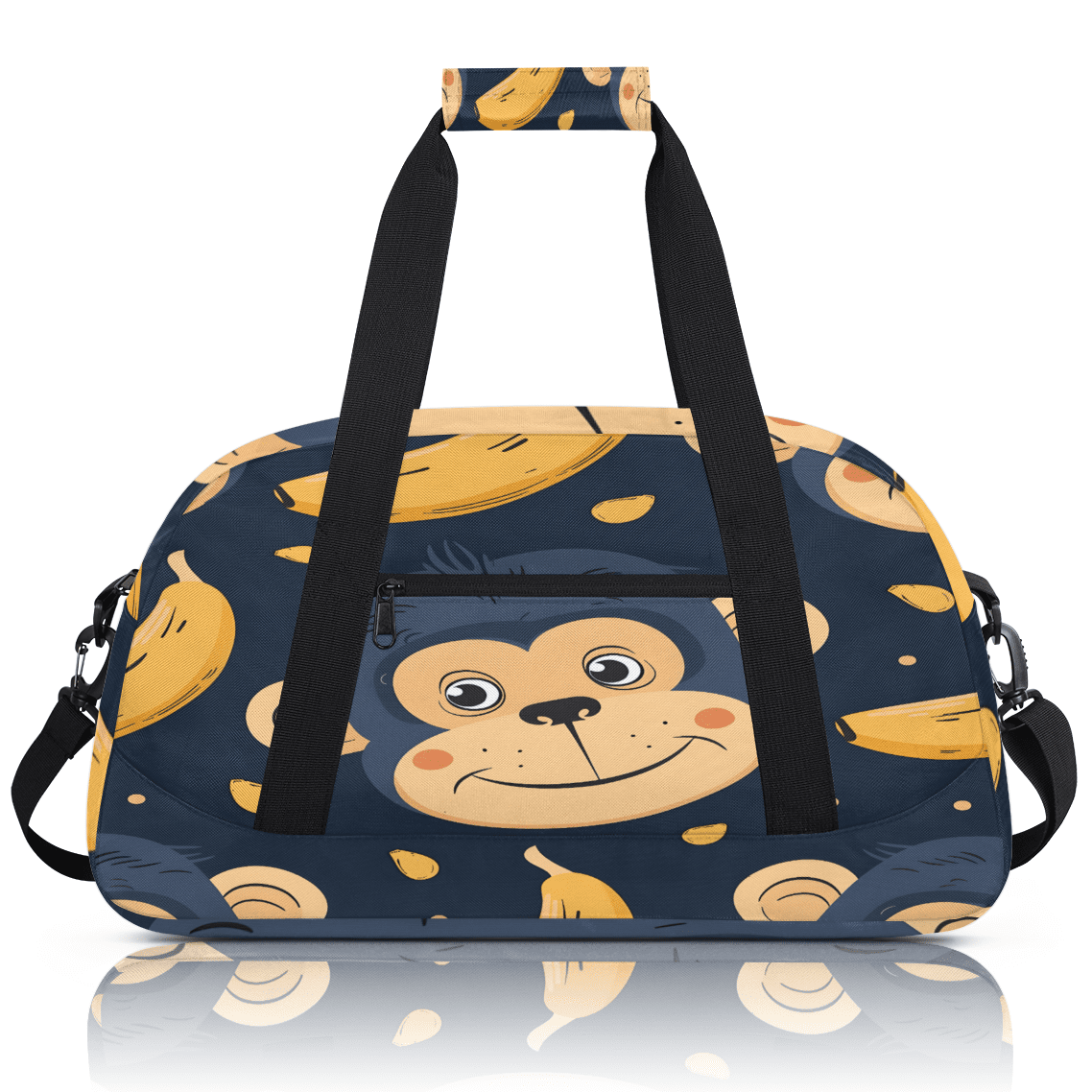 Herdesigns Monkey Sports Duffle Bag for Women & Men, Banana Gym Bag Dance Bag Overnight Bag Carry On Weekender Travel Bag