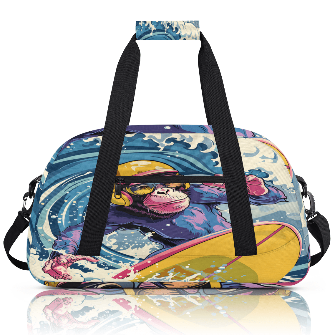 Herdesigns Monkey Sports Duffle Bag for Women & Men, Funny Gym Bag Dance Bag Overnight Bag Carry On Weekender Travel Bag