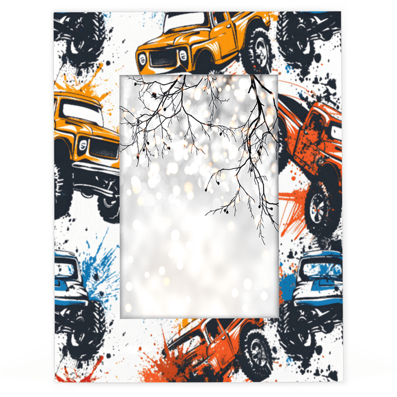 Herdesigns Monster Truck Car 4x6 Picture Frame Wood Photo Frame Table Display or Wall Hanging Decoration for Vertical or Horizontal Display