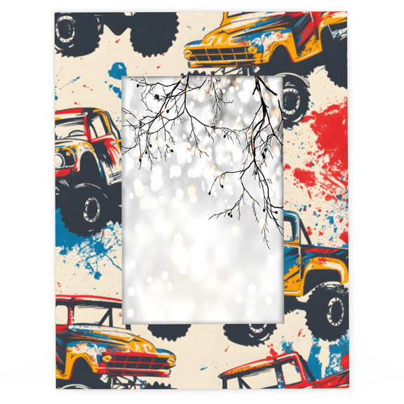 Herdesigns Monster Trucks Cars 4x6 Picture Frame Wood Photo Frame Table Display or Wall Hanging Decoration for Vertical or Horizontal Display