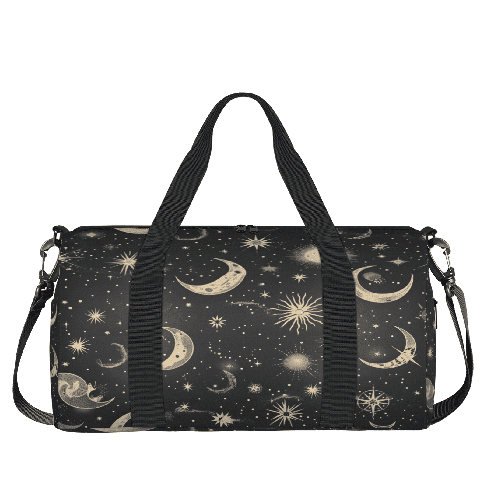 Herdesigns Moon Starry Travel Duffle Bag Sports Yoga Weekender Overnight Carry on Workout Bags Lightweight Waterproof Gym Tote Bag for Women Night Galaxy