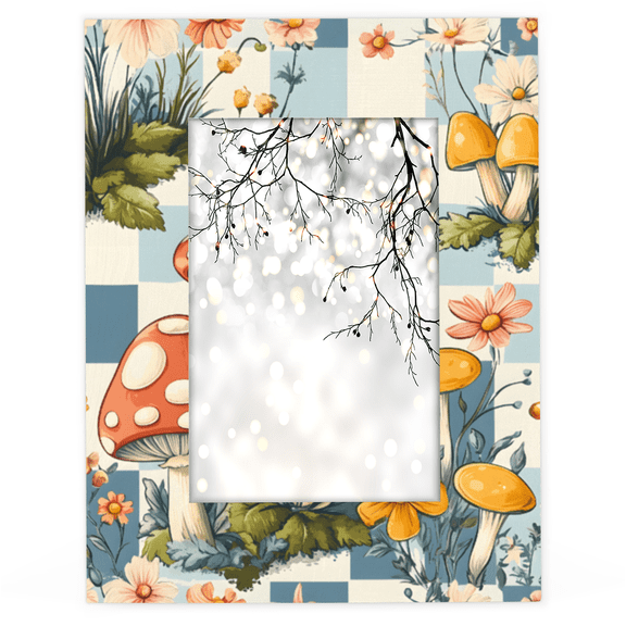 Herdesigns Mushroom 4x6 Picture Frame Boho Wood Photo Frame Table Display or Wall Hanging Decoration for Vertical or Horizontal Display