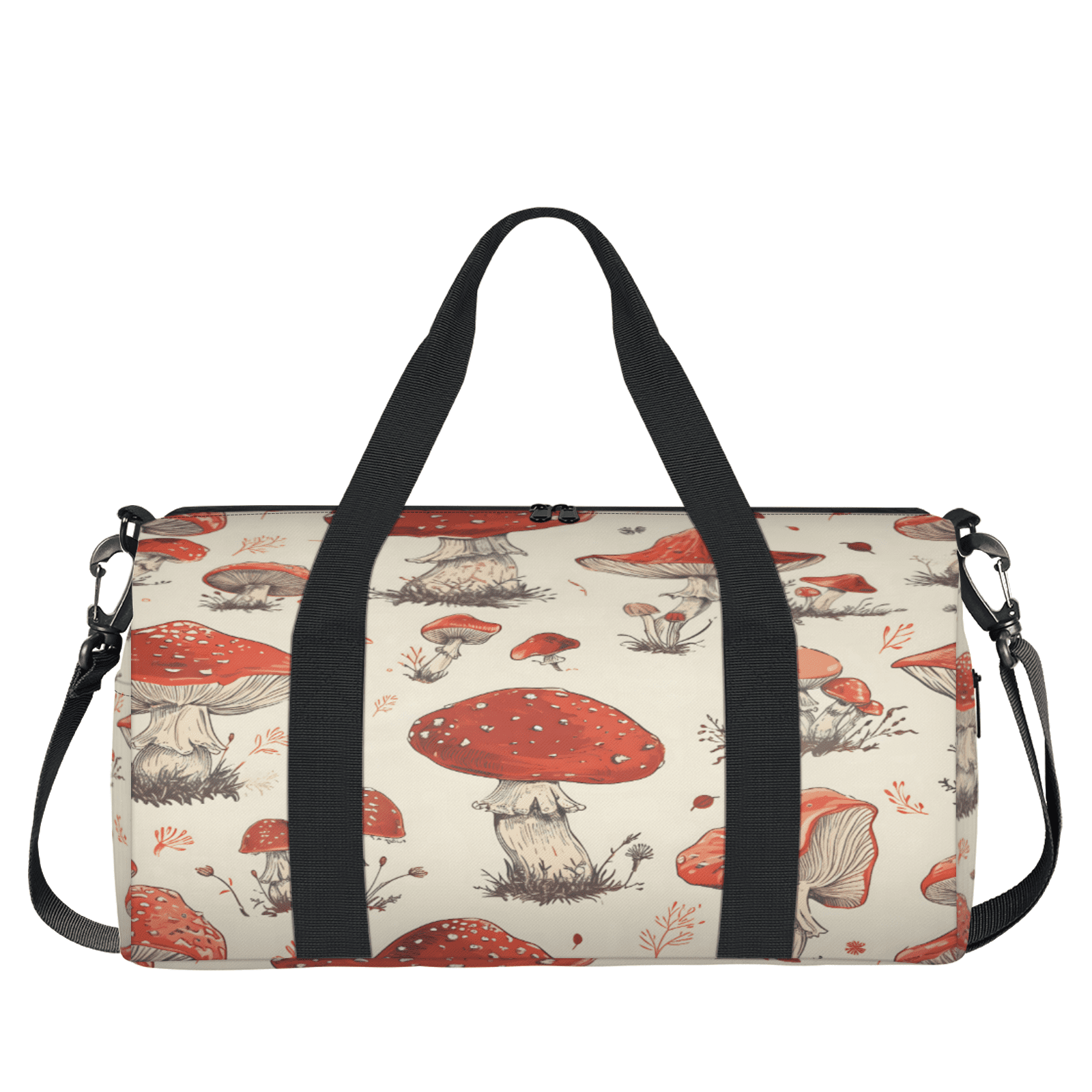 Herdesigns Mushroom Printed Gym Bag for Women, Duffle Bag for Travel Sport, Lightweight Waterproof Carry on Weekender Overnight Dance Yoga Workout Bags